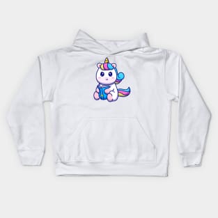 Cute Unicorn Reading Book Cartoon Kids Hoodie